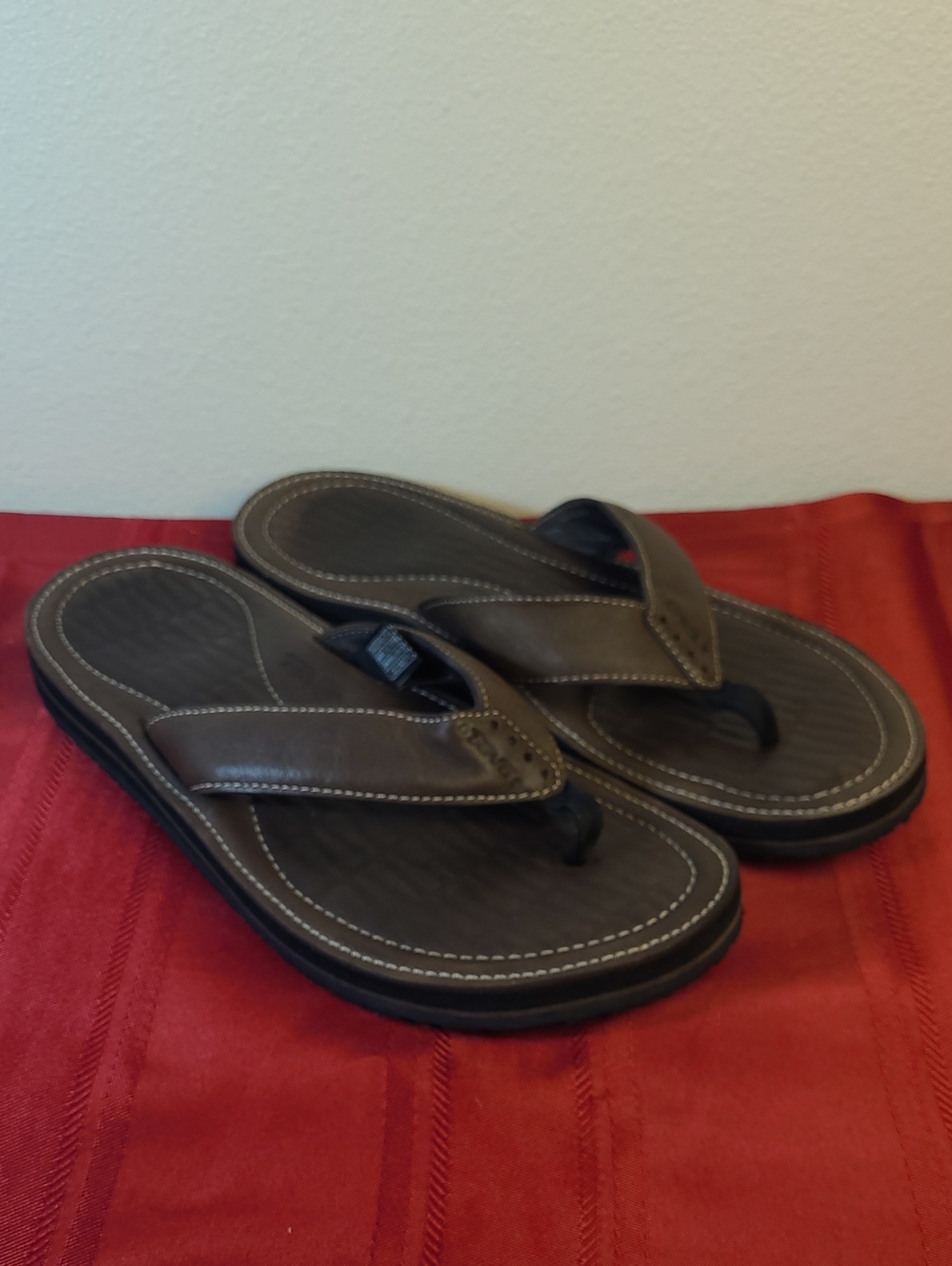 Teva Men's Brown Leather-Style Thong Sandals Flip Flops, Size 11